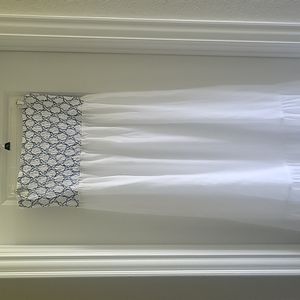 Ann Taylor Loft summer dress. Blue stitch top flowy sleeveless size L